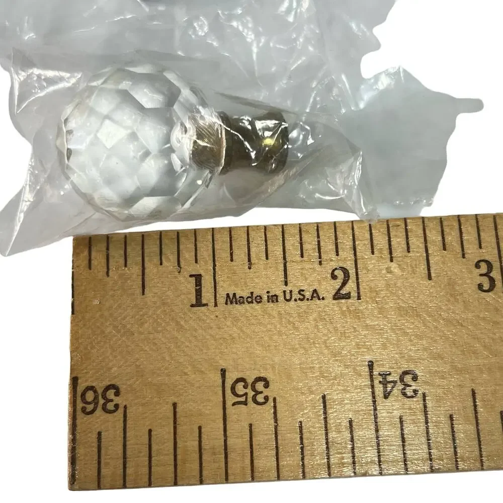Vintage round glass drawer knob pull handle with gold detail
